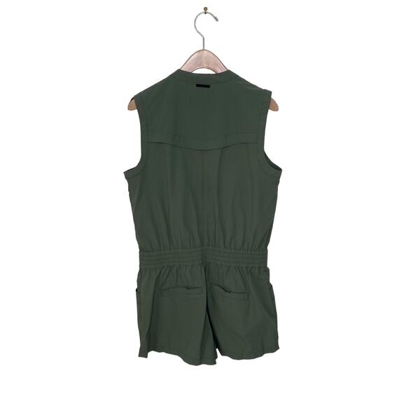 BLANC NOIR Caravan Short Sleeve Button Up Romper Army Green Size Small - Picture 13 of 14